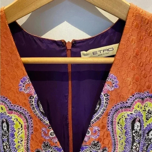 Etro Multicolor V-Neck Sleeveless A-Line Dress, size 46 - Picture 3 of 7